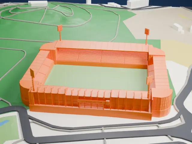 Estadio El Alcoraz model, West view