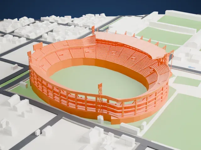 Estadio General Pablo Rojas model, East view