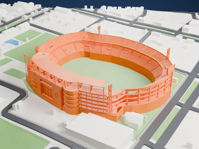 Estadio General Pablo Rojas model, West view