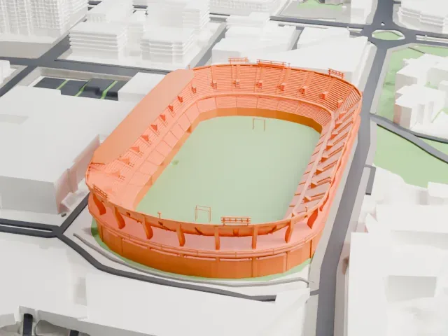 Estadio Heliodoro Rodríguez López model, East view