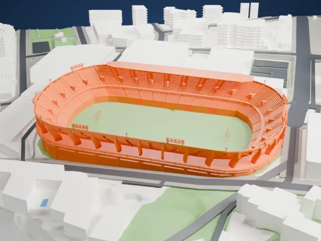 Estadio Heliodoro Rodríguez López model, North view