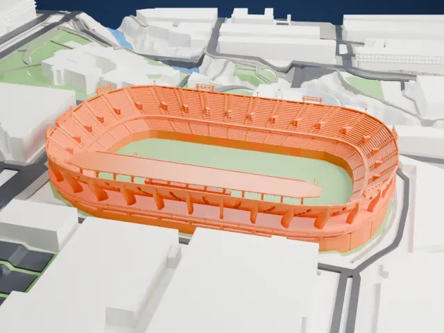 Estadio Heliodoro Rodríguez López model, South view