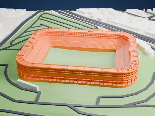 Estadio Hidalgo model, East view