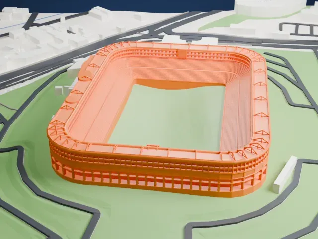 Estadio Hidalgo model, South view