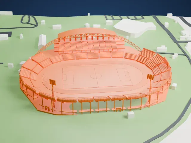 Estadio José Antonio Anzoátegui model, East view
