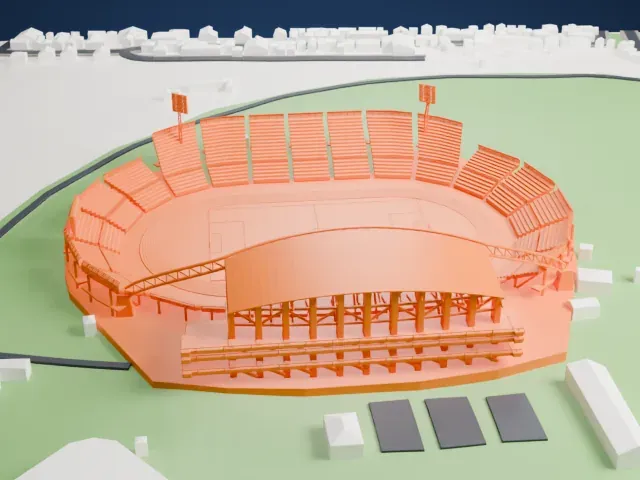 Estadio José Antonio Anzoátegui model, West view
