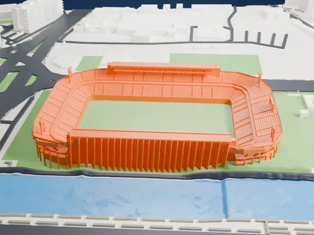 Estadio La Rosaleda model, East view