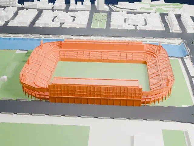 Estadio La Rosaleda model, West view