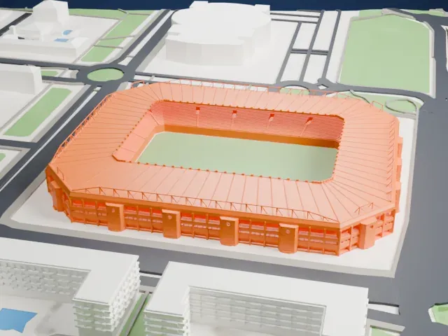 Estadio Las Gaunas model, East view