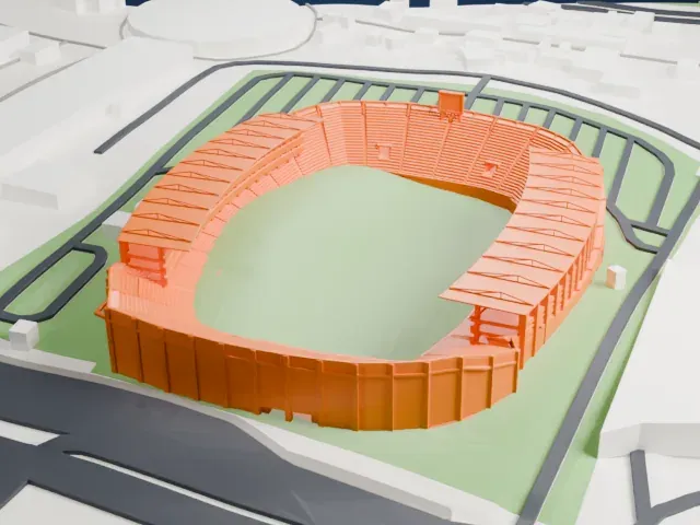 Estadio León model, North view