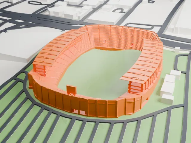 Estadio León model, South view