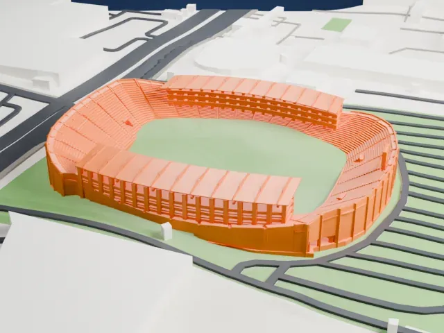 Estadio León model, West view