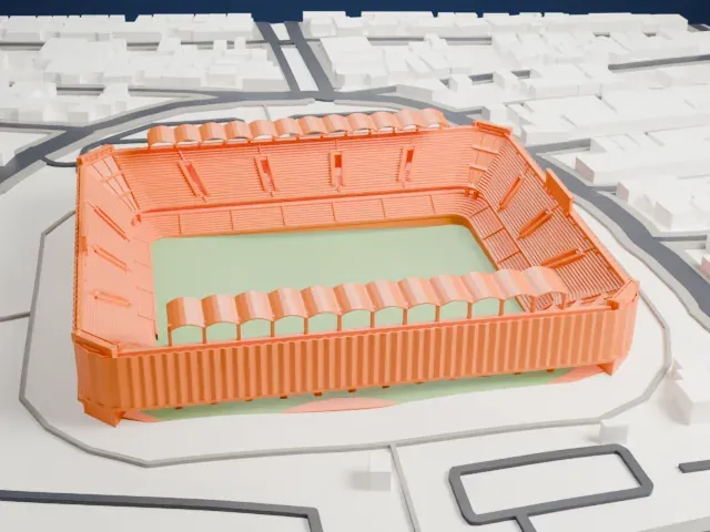 Estadio Luis "Pirata" Fuente model, East view