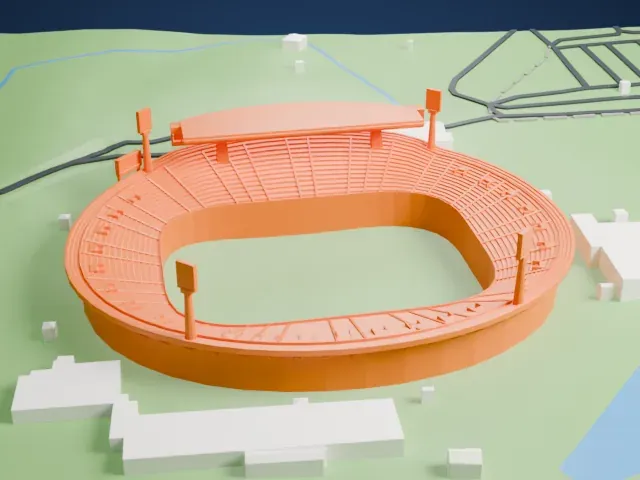 Estadio Malvinas Argentinas model, East view