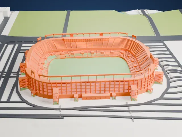 Estadio Martínez Valero model, East view