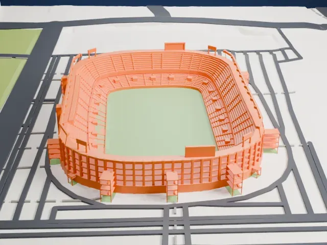 Estadio Martínez Valero model, South view