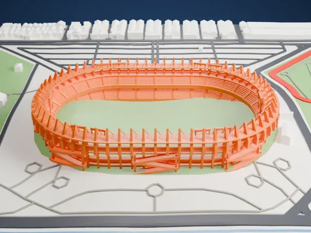 Estadio Metropolitano Roberto Meléndez model, East view