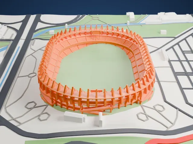 Estadio Metropolitano Roberto Meléndez model, North view