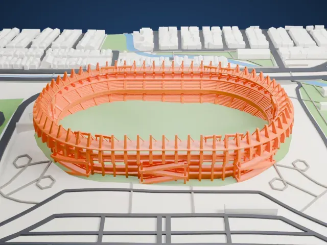 Estadio Metropolitano Roberto Meléndez model, West view