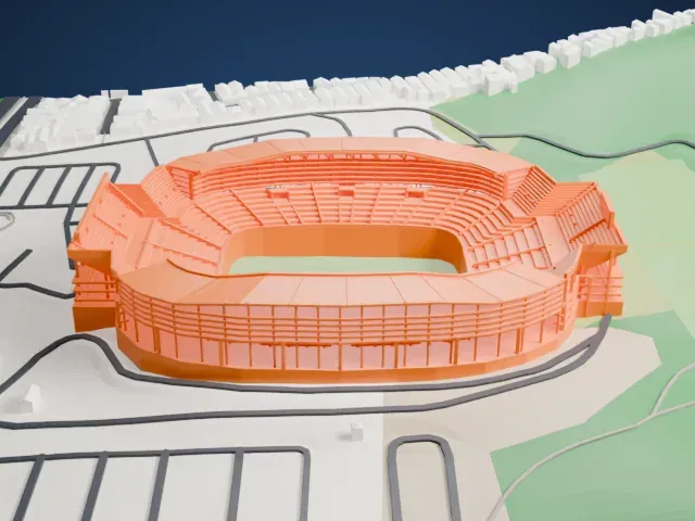 Estadio Monumental Isidro Romero Carbo model, East view