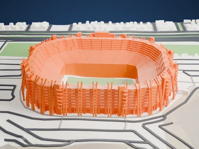 Estadio Monumental "U" model, East view