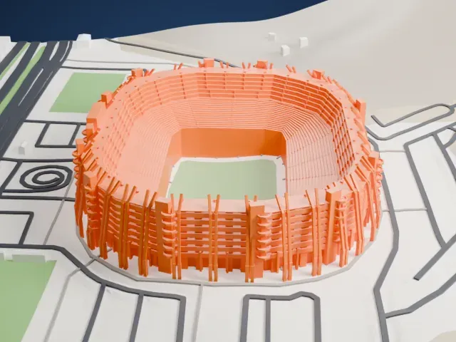 Estadio Monumental "U" model, South view