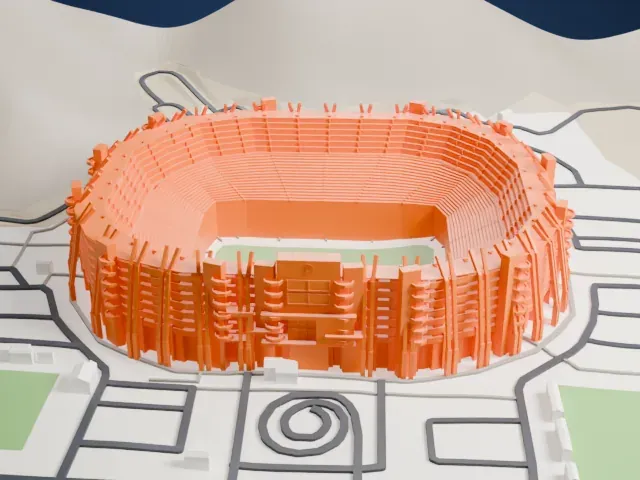 Estadio Monumental "U" model, West view