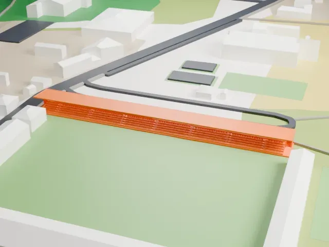 Estadio Municipal de Anduva model, East view