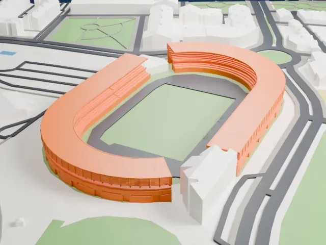 Estadio Municipal de Chapín model, North view