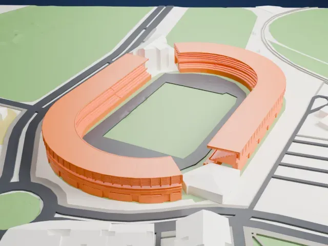 Estadio Municipal de Chapín model, South view