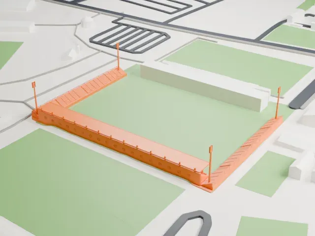 Estadio Municipal de Santo Domingo model, East view
