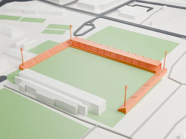 Estadio Municipal de Santo Domingo model, West view