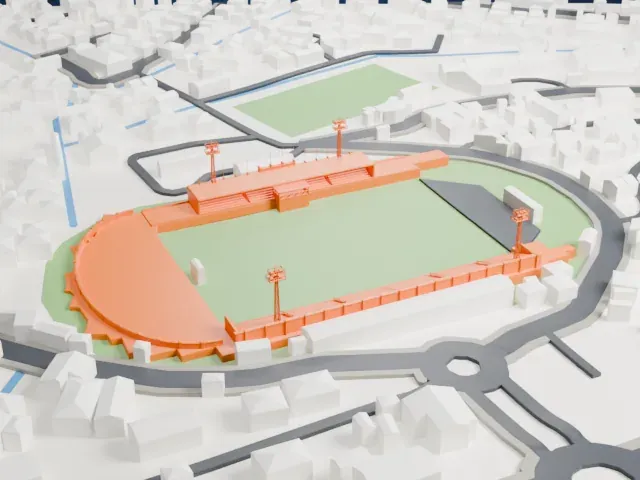 Estádio Nacional 12 de Julho model, East view