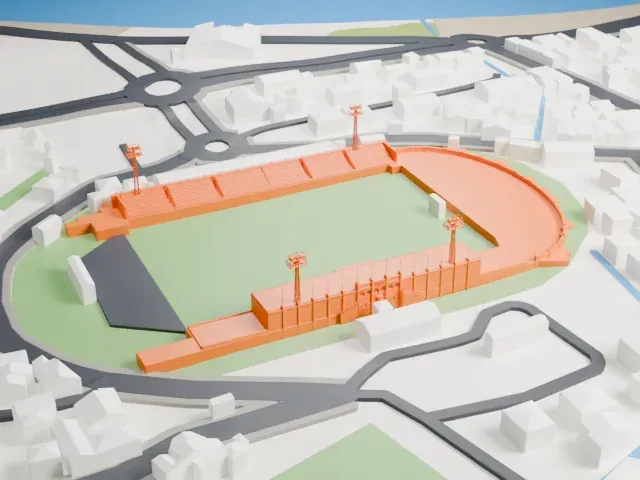 Estádio Nacional 12 de Julho model, West view