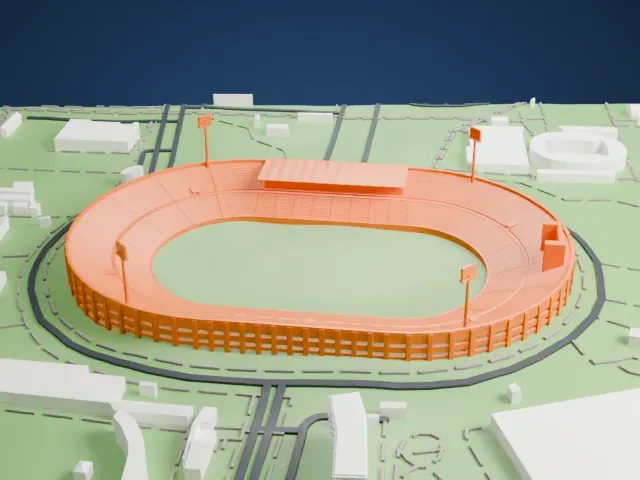 Estadio Nacional Julio Martínez Prádanos model, East view
