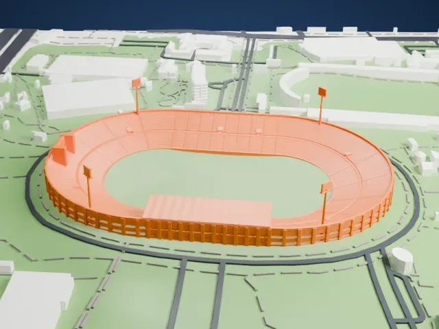 Estadio Nacional Julio Martínez Prádanos model, West view