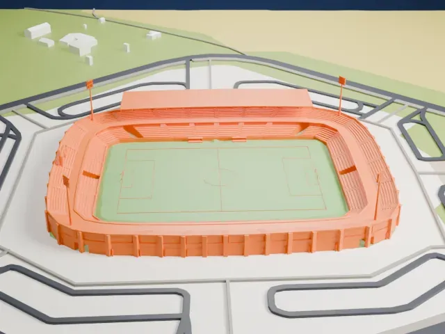 Estadio Nuevo Vivero model, East view