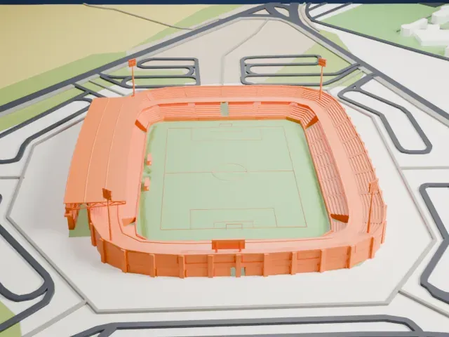 Estadio Nuevo Vivero model, South view