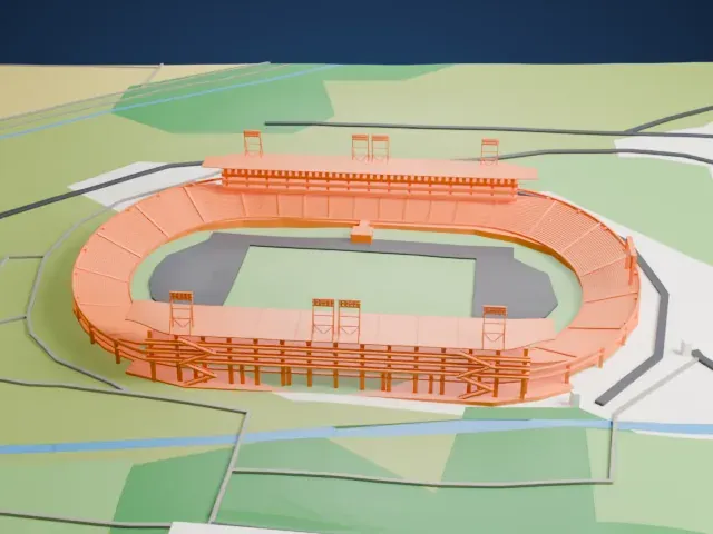 Estadio Olímpico Metropolitano model, East view