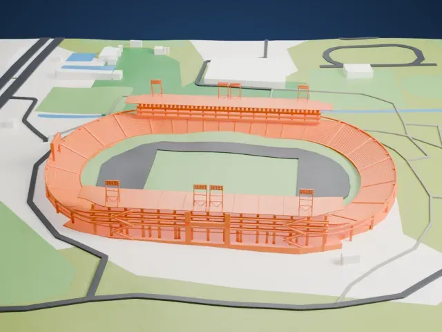 Estadio Olímpico Metropolitano model, West view