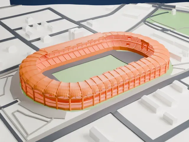 Estadio Olímpico Pascual Guerrero model, East view