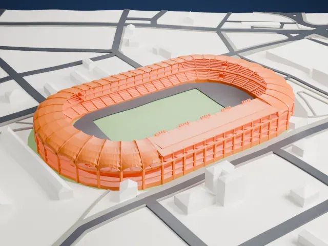 Estadio Olímpico Pascual Guerrero model, West view