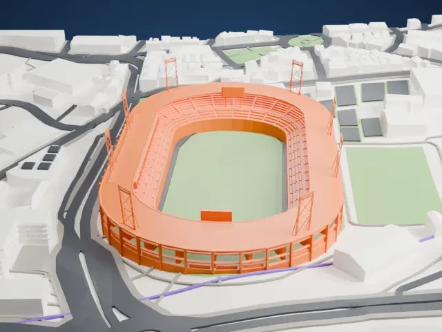 Estadio Palogrande model, South view