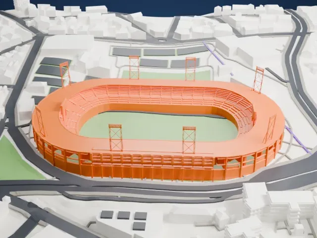 Estadio Palogrande model, West view