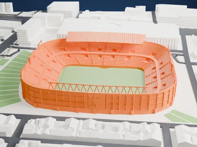 Estadio Ramón Sánchez Pizjuán model, East view