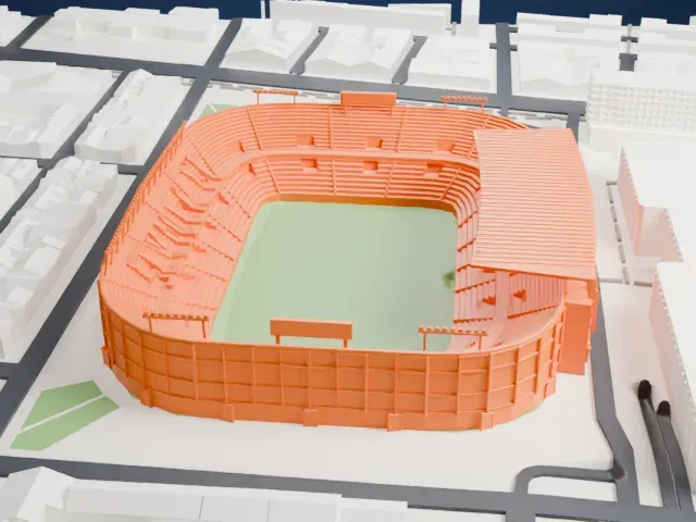 Estadio Ramón Sánchez Pizjuán model, North view