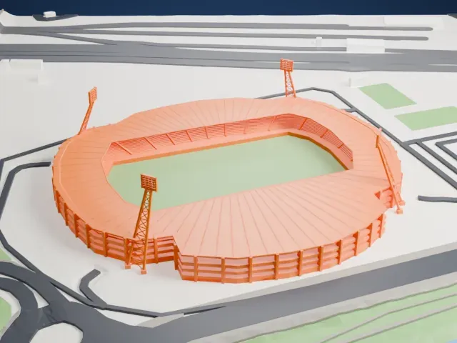 Estadio Reino de León model, East view