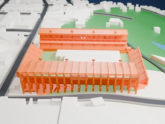 Estadio Ricardo Saprissa Aymá model, East view