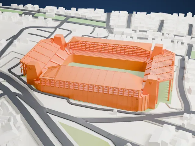Estadio Rodrigo Paz Delgado model, East view