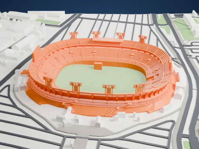 Estadio Universitario (UANL) model, East view